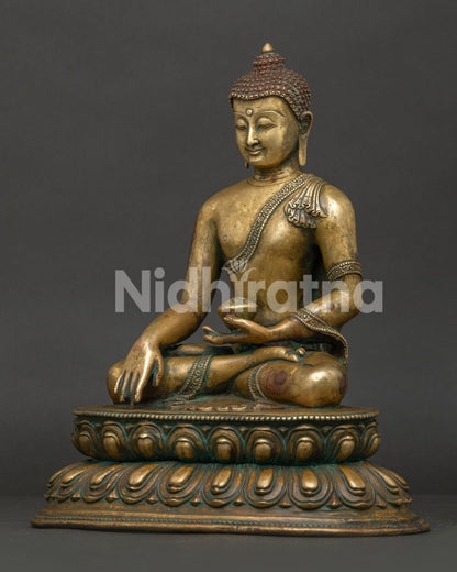 Shakyamuni Buddha Statue Handcarved Double Lotus Pedestal Detail.
