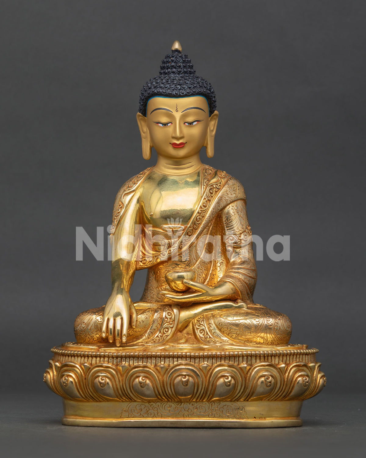 Shakyamuni Buddha statue handcrafted in Nepal front view
