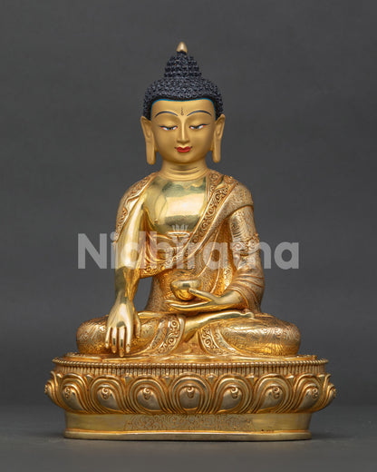 Shakyamuni Buddha statue handcrafted in Nepal front view