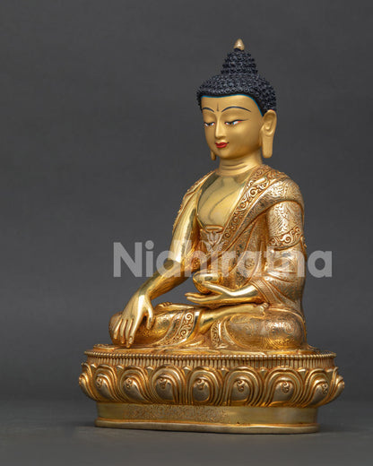 Shakyamuni Buddha statue handcrafted Nepal left side view