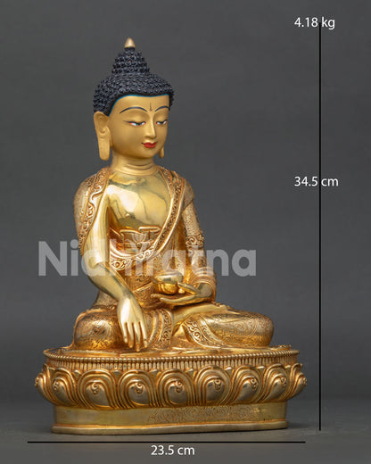 Shakyamuni Buddha statue handcrafted Nepal right side view