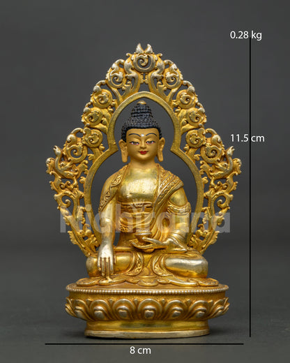 Shakyamuni Buddha statue handcrafted in nepal with gold fire gilded copper finish