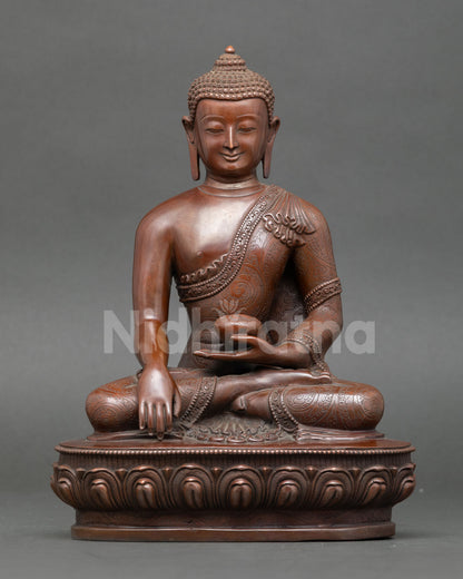 Shakyamuni Buddha statue in Bhumisparsha Mudra from Five Dhyani Buddha set handcrafted in Nep