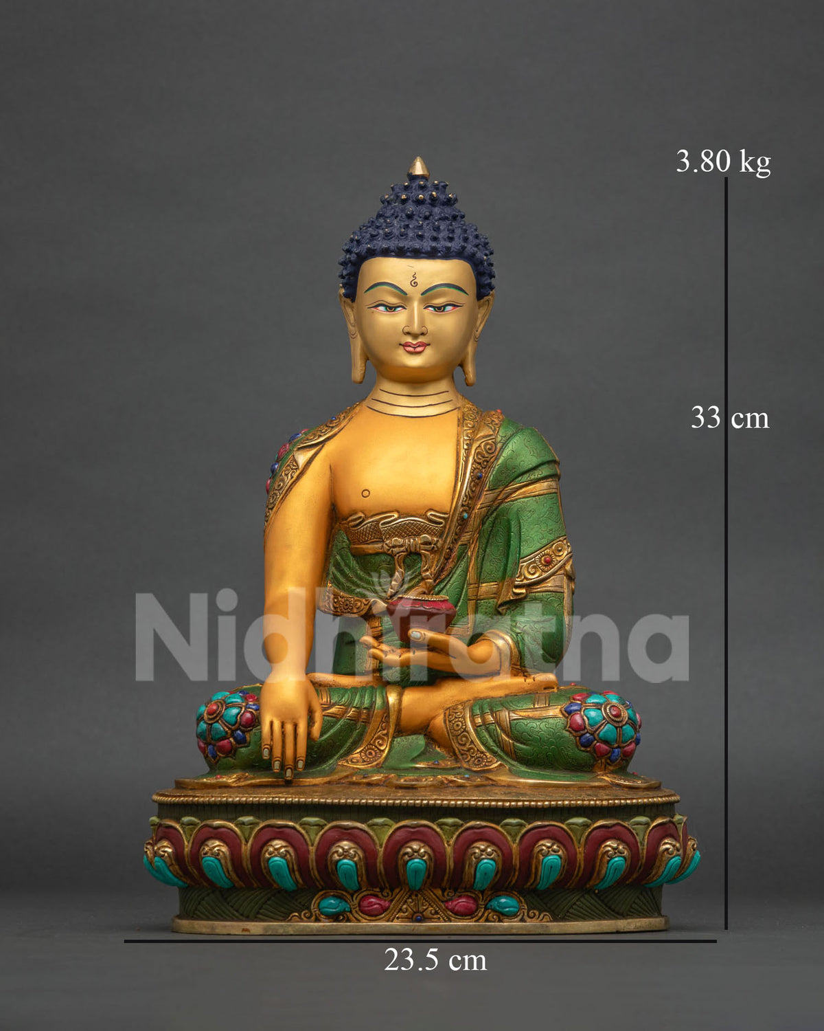 Shakyamuni Buddha statue in Bhumisparsha Mudra, handcrafted by Newari artisans in Nepal