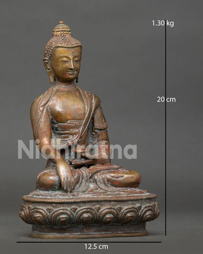 Shakyamuni Buddha Statue in Earth Touching Mudra, Holding Begging Bowl