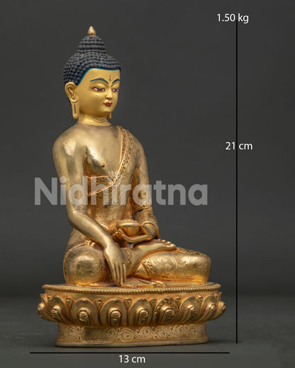 Shakyamuni buddha statue in earth touching mudra with patra alms bowl.