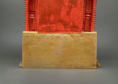 Shakyamuni Buddha statue lower back landscape with engraved base and rear details