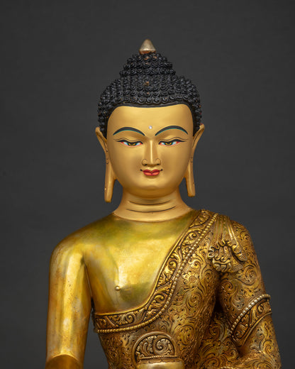 Shakyamuni Buddha Statue Nepalese craftsmanship regular close up view