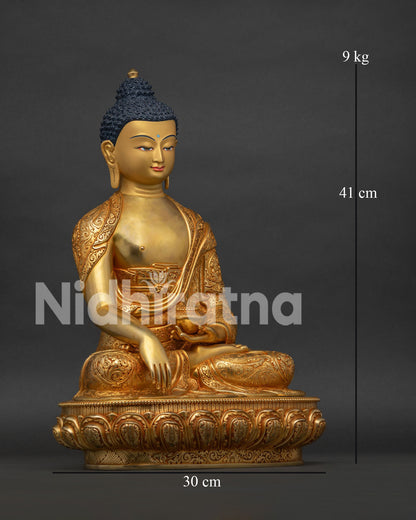 Shakyamuni Buddha Statue Right Side View Handcrafted Copper Buddhist Art
