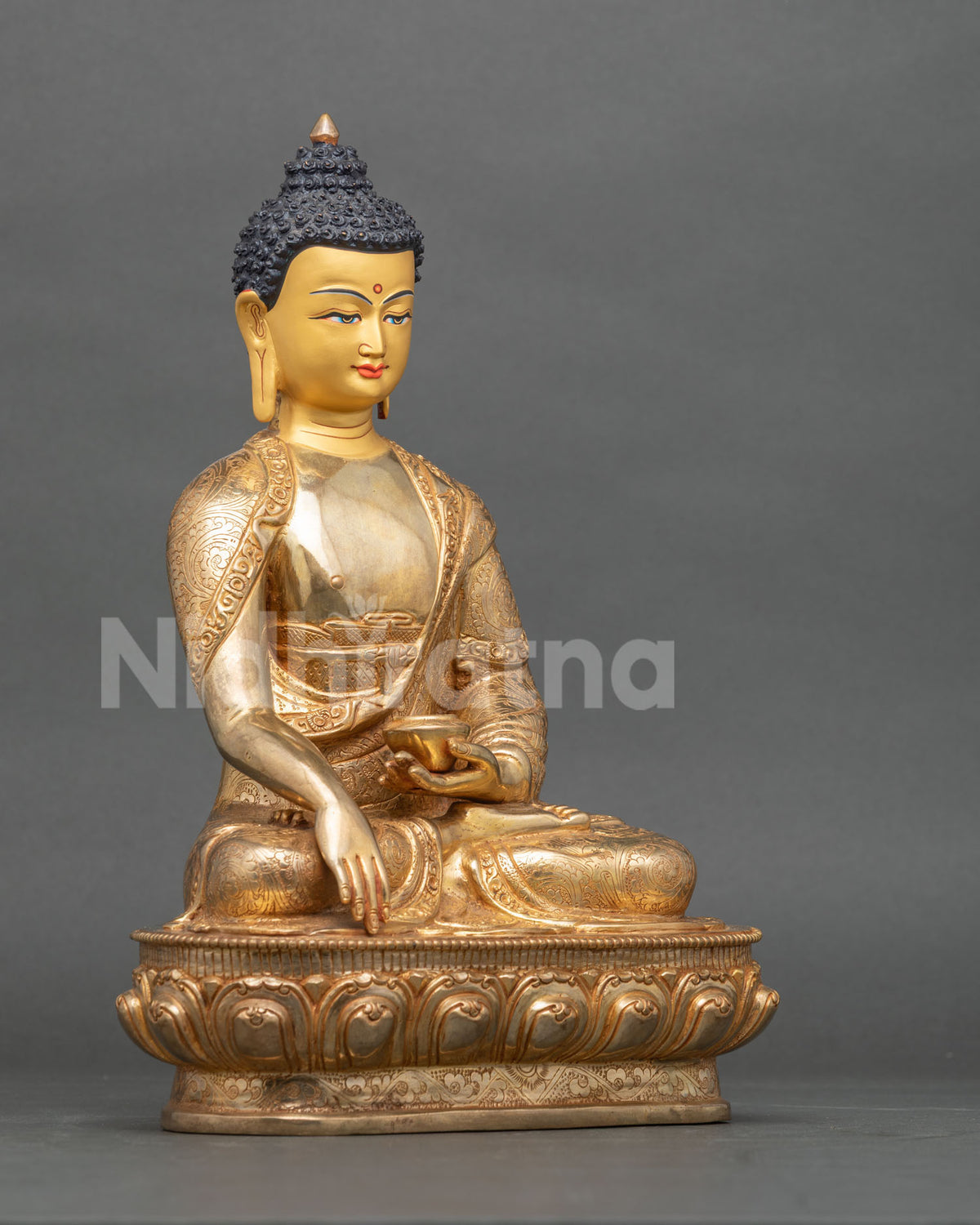 Shakyamuni Buddha statue right side view handcrafted newari art from patan nepal.