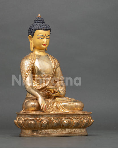 Shakyamuni Buddha statue right side view handcrafted newari art from patan nepal.