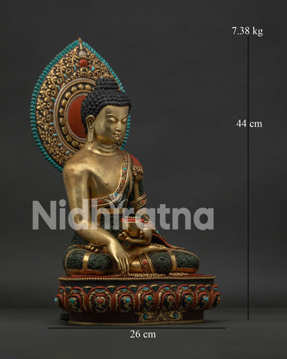 Shakyamuni Buddha Statue Right Side View Handmade Nepalese Buddhist Sculpture