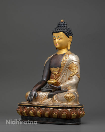 Shakyamuni Buddha Statue with Hand Carved Auspicious Symbols