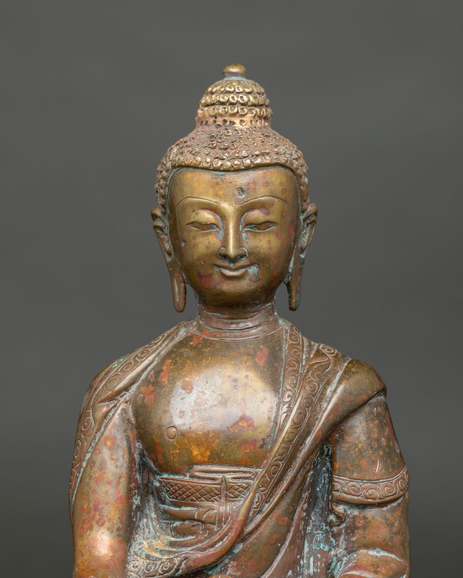 Shakyamuni Buddha Statue with Oxidized Antique Finish from Nepal