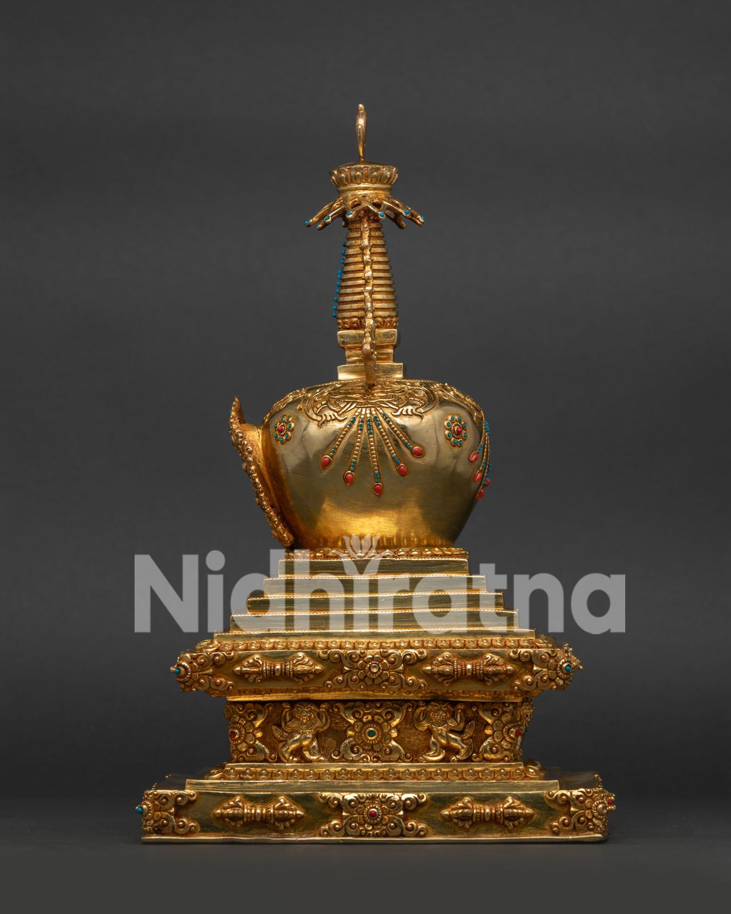 Shakyamuni Buddha Stupa, handmade by Newari artisans in Nepal for meditation altar