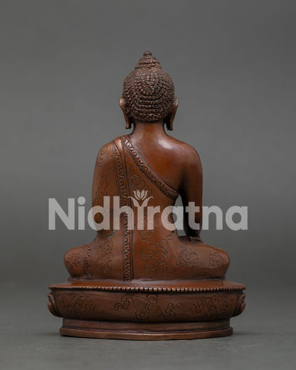 Shakyamuni Buddha with Oxidized Copper Finish Handmade in Patan Nepal.