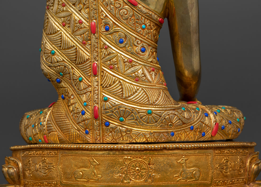 the back part of gold plated shakyamuni buddha statue