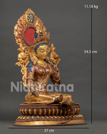Shop sacred green tara statue from nepal with newari artisan details and meditation symbolism