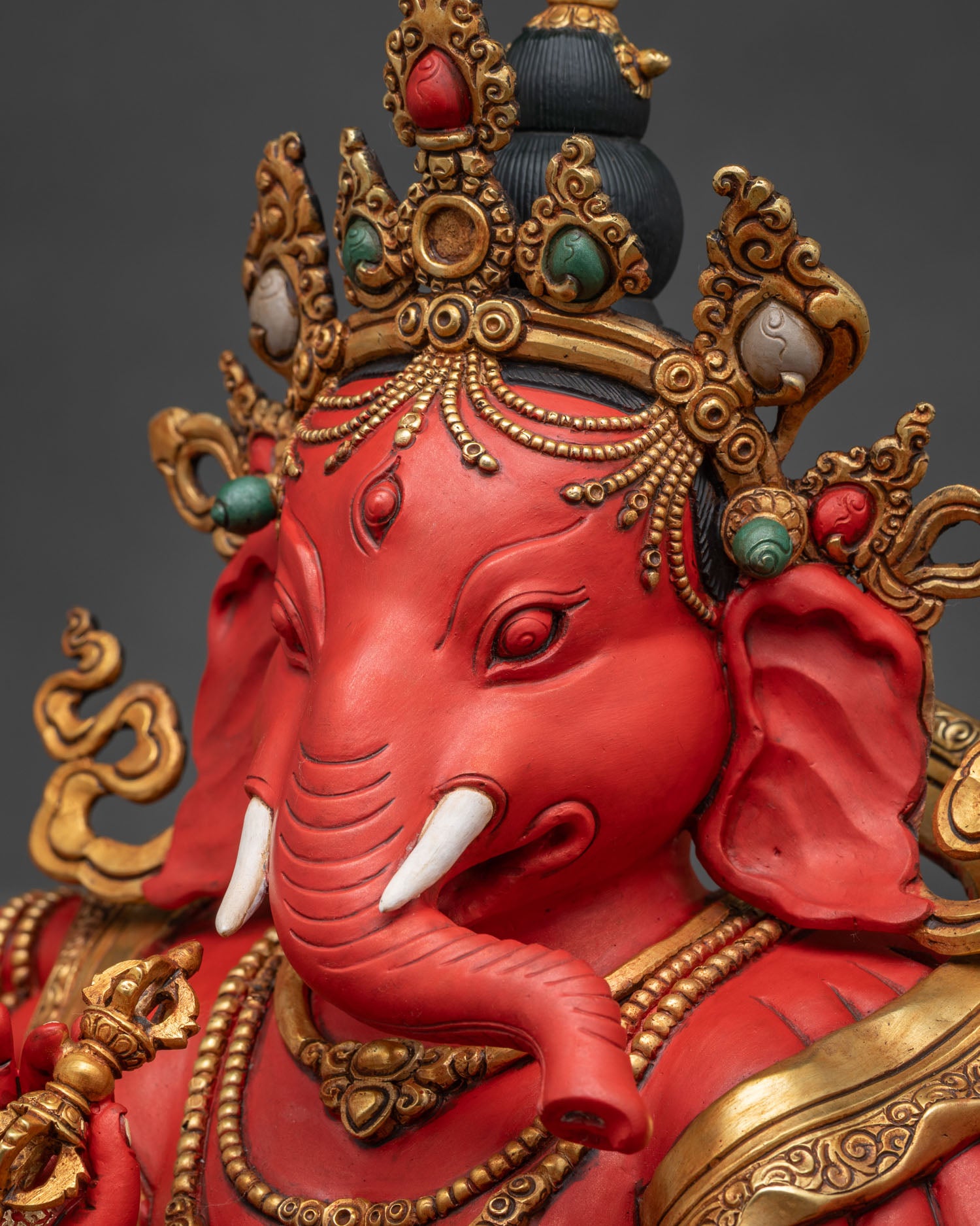 Side Profile Close-Up of Elephant Deity's Face and Tusks