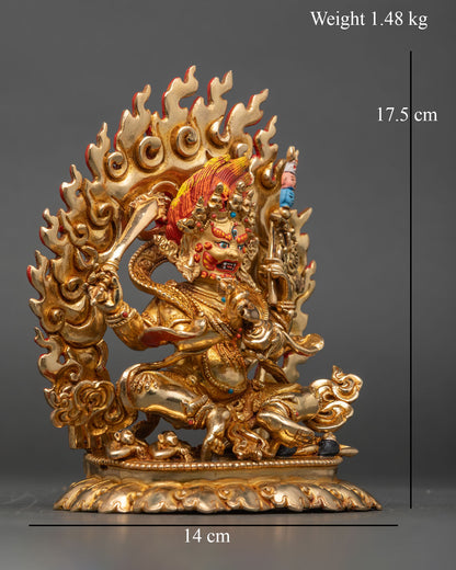 Side View Chaturabhuja Mahakala Dynamic Posture Ritual Implements Himalayan Art