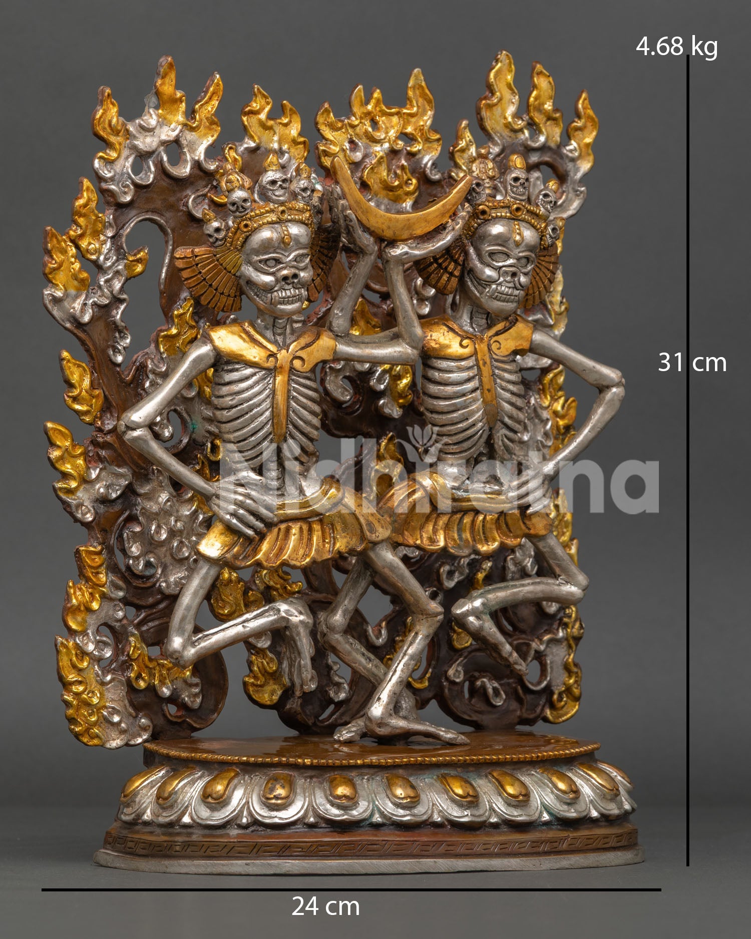 Side View of Dancing Citipati, Eternal Movement Ritual Objects Lost Wax Copper Nepal Statue