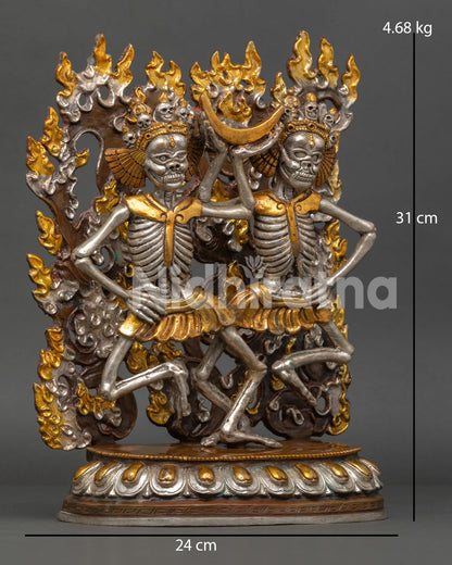 Side View of Dancing Citipati, Eternal Movement Ritual Objects Lost Wax Copper Nepal Statue