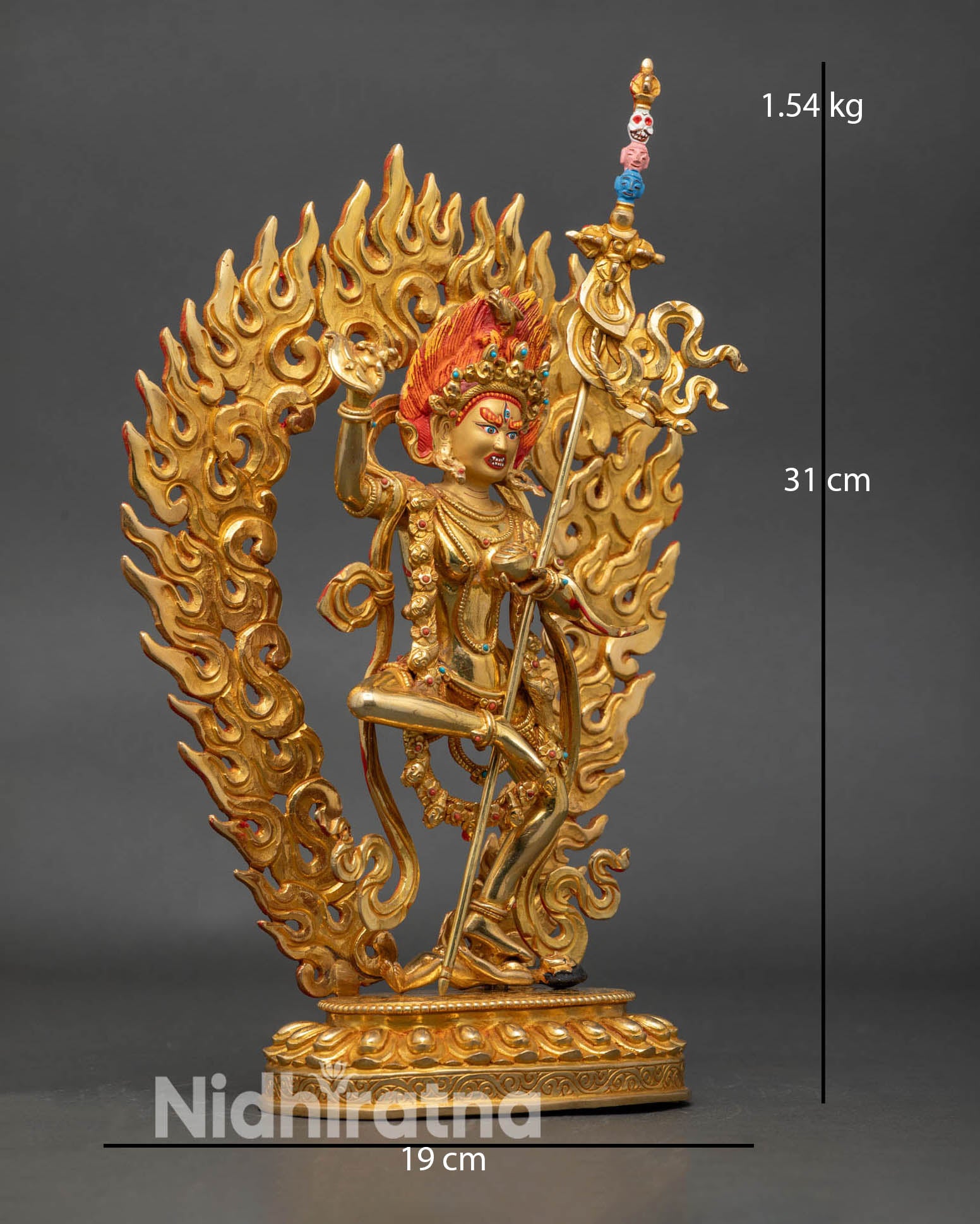 Side view Dorje Phagmo statue, hollow for mantras or relics, Vajravarahi spiritual statue
