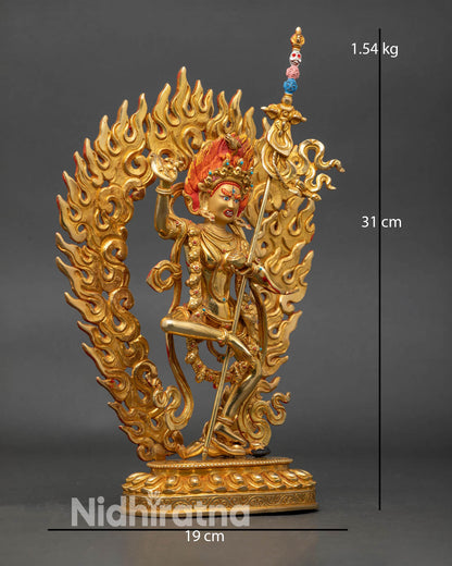 Side view Dorje Phagmo statue, hollow for mantras or relics, Vajravarahi spiritual statue