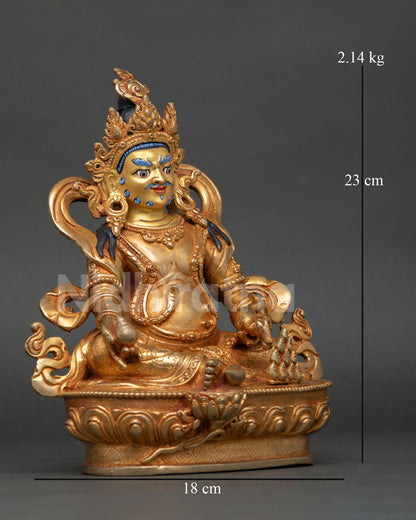 Side View of Dzambhala Statue, Seated on Lotus Pedestal, Symbol of Prosperity and Abundance