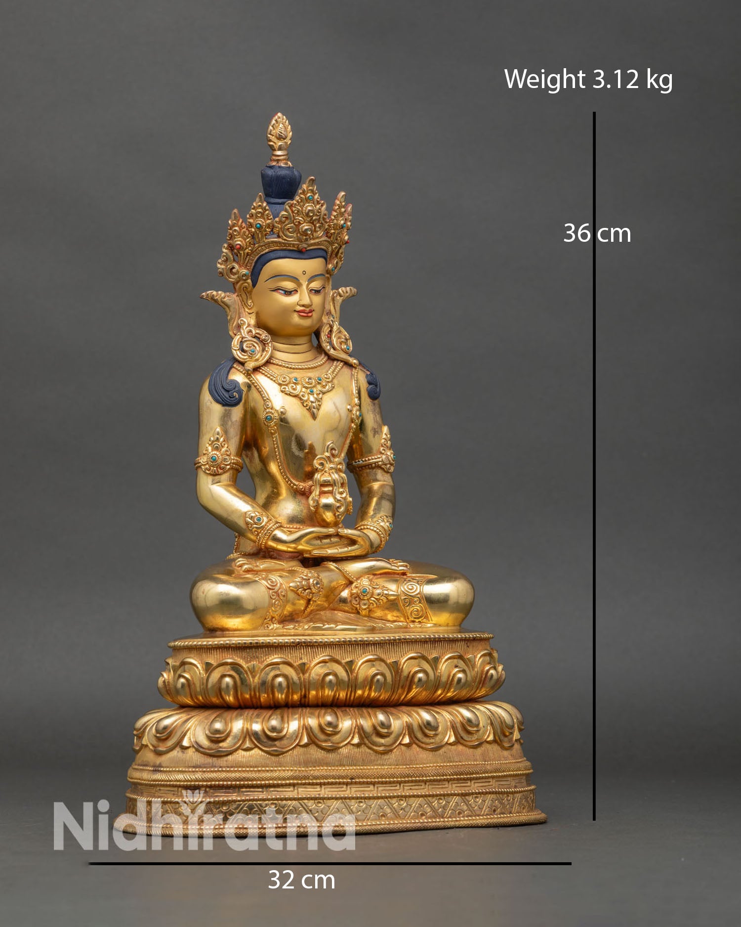 Side View Intricate Robes Ornaments and Gold Fire Gilded Copper Craftsmanship