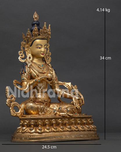 Side View of Himalayan Kshitigarbha Statue Holding the Cintamani Jewel