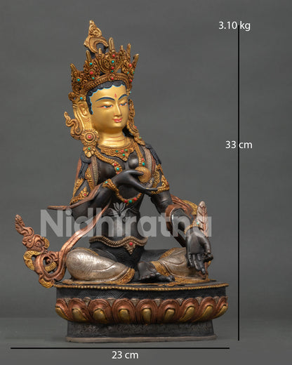 Side View of Kshitigarbha Statue, Holding the Wish Fulfilling Jewel