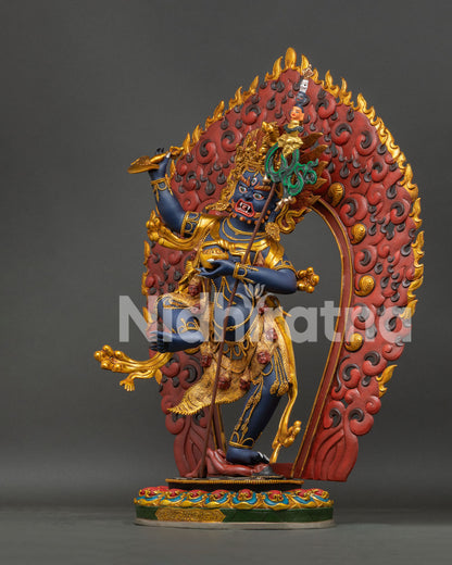 Side view of Troma Nagmo Statue displaying dynamic dancing posture and sacred symbolism.