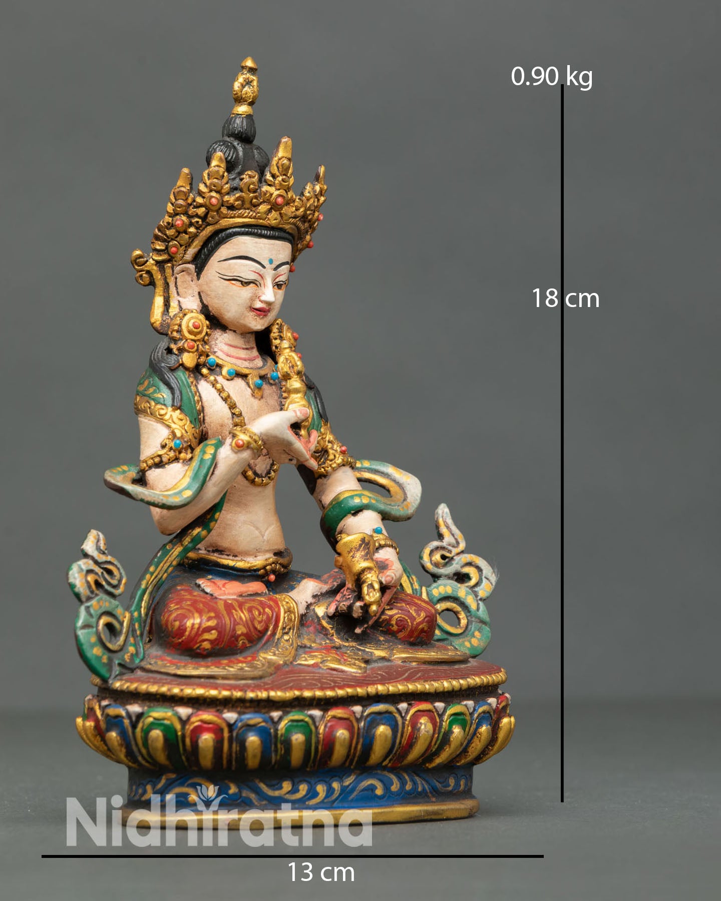 Side view of Vajrasattva statue, ideal for altar desk meditation and Tibetan Buddhist spiritual practice