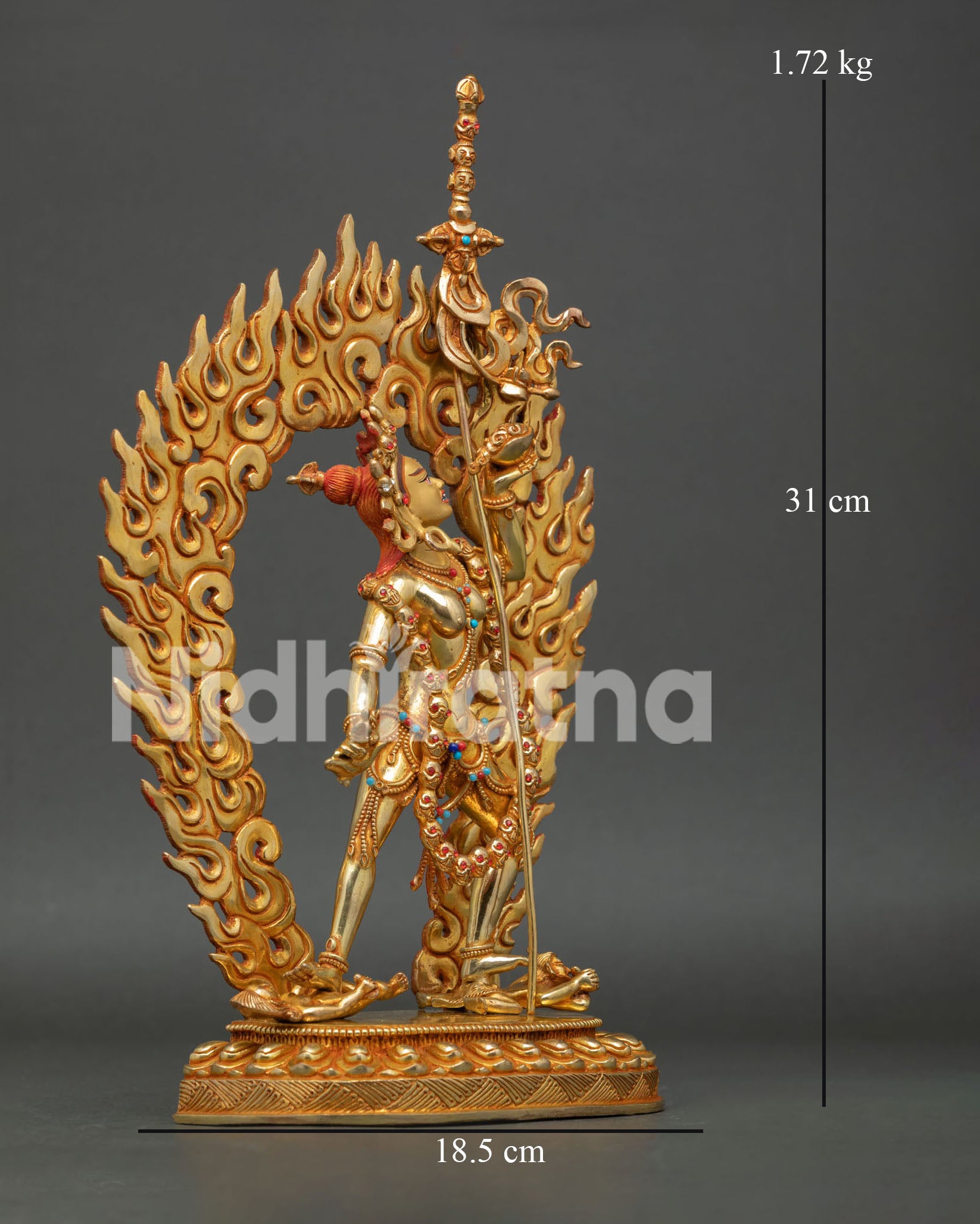 Side View of Vajrayogini Statue, Holding Skull Cup and Trident