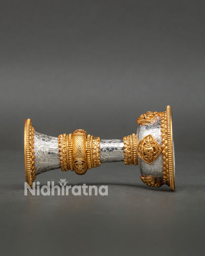 Side view serkyem offering handcrafted nepalese copper with ritual purpose