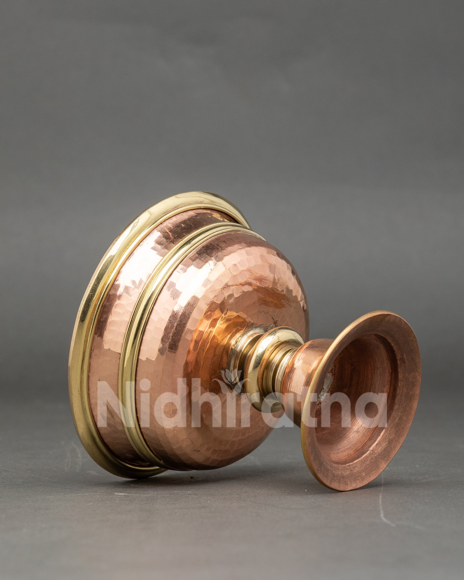 Side view small butter lamp Himalayan copper altar meditation decor 