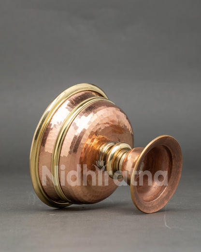 Side view small butter lamp Himalayan copper altar meditation decor 