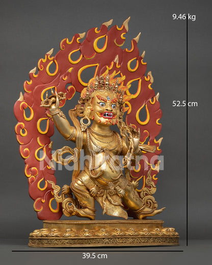 Side view of Vajrapani statue, showing Newari craftsmanship from Patan, Nepal
