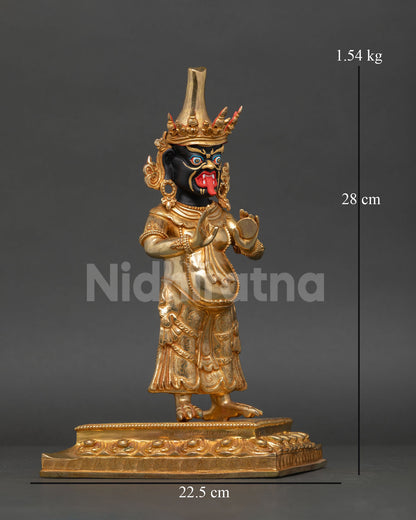 Side View of Zhajilamu Statue, Copper Gold Detailing Himalayan Buddhist Art