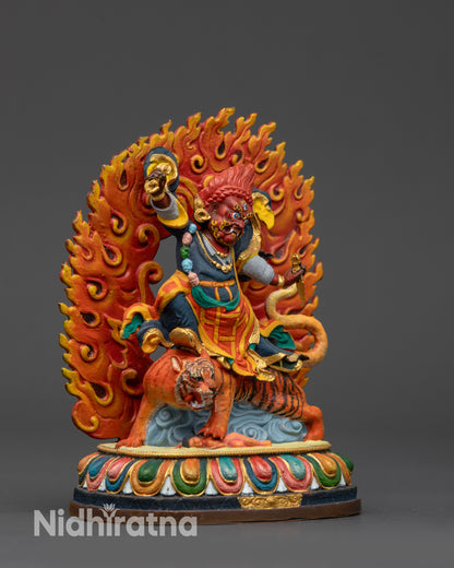 Dorje Drollo riding tigress protector deity statue 