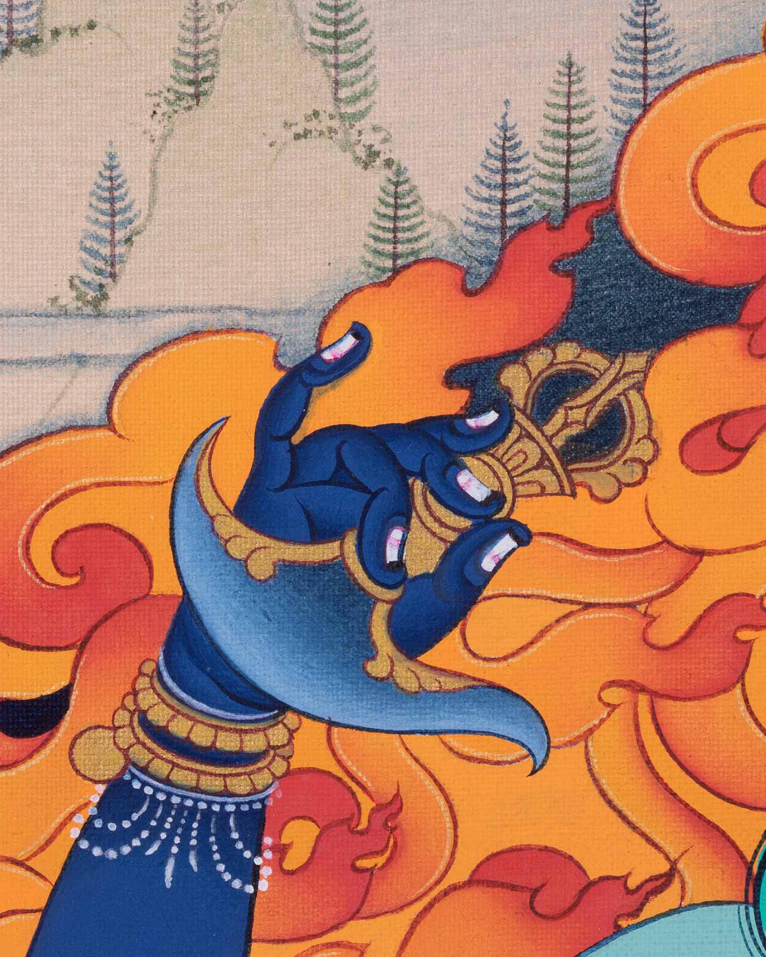 Simhamukha's Curved Kartika Knife with Vajra Handle Buddhist Ritual Object