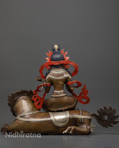 Simhanada chenrezig snow lion statue for buddhist altar shrine and meditation space.