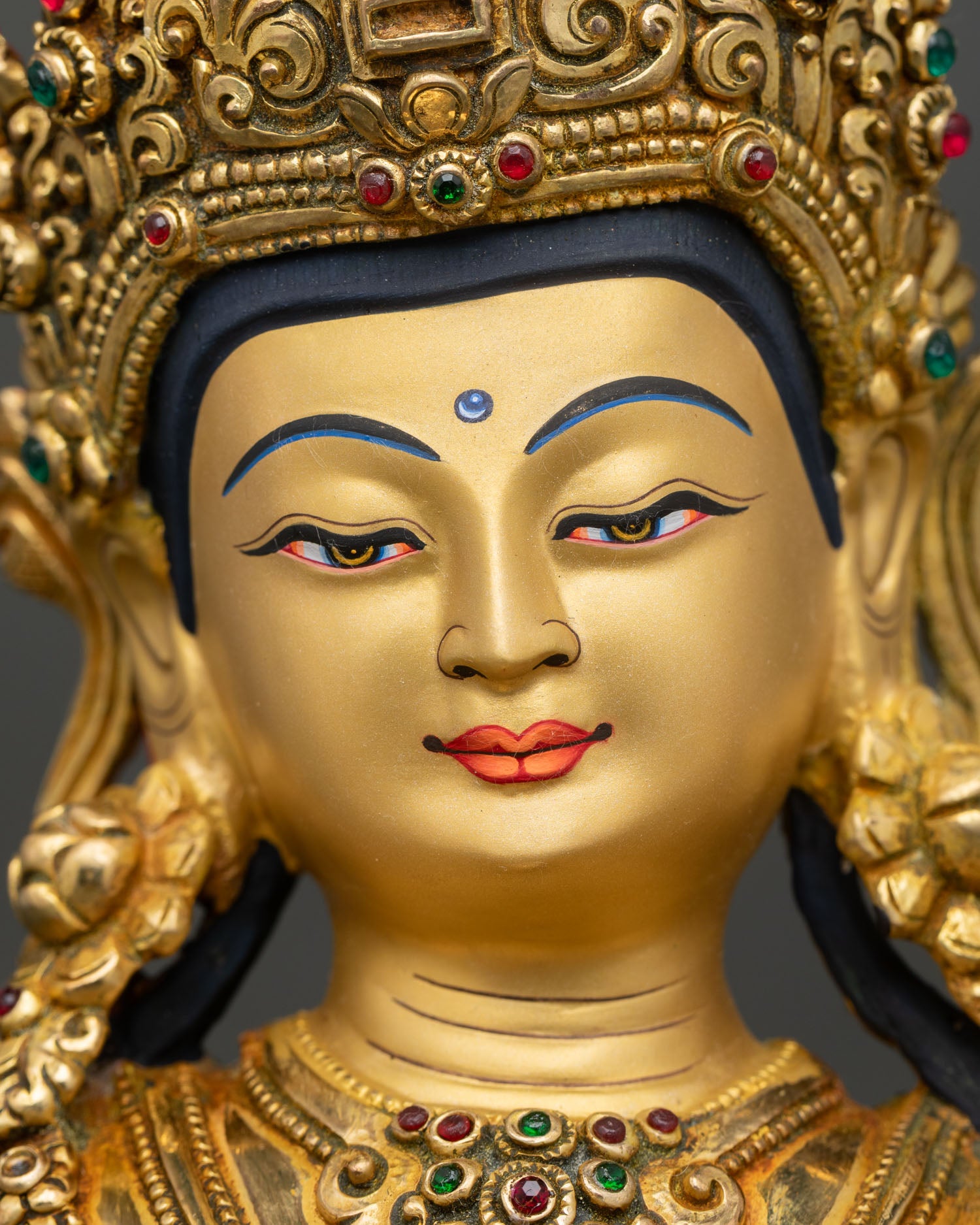 Simhanada Manjushree showing intricate 3D carvings, refined Nepalese Newari artisan craftsmanship.