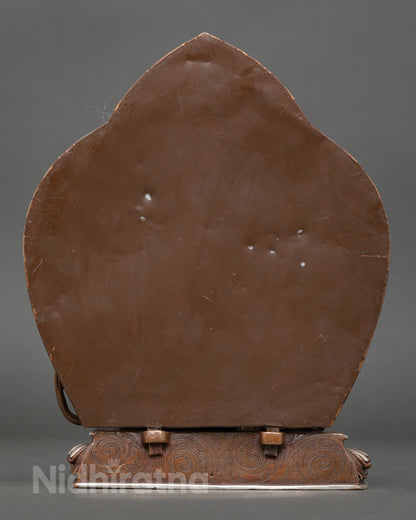 Simhanada Manjushri Back View Copper Statue Intricate Craftsmanship Lost Wax Detail Altar Piece