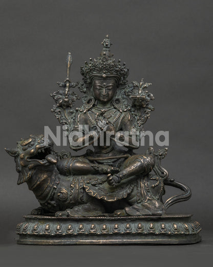 simhanada manjushri bronze statue from nepal front view