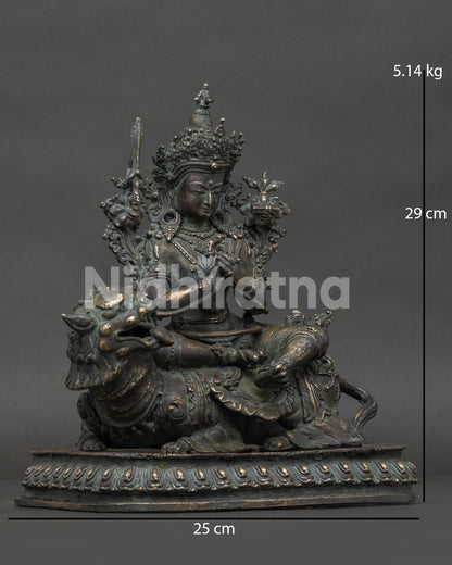 simhanada manjushri bronze statue right side view