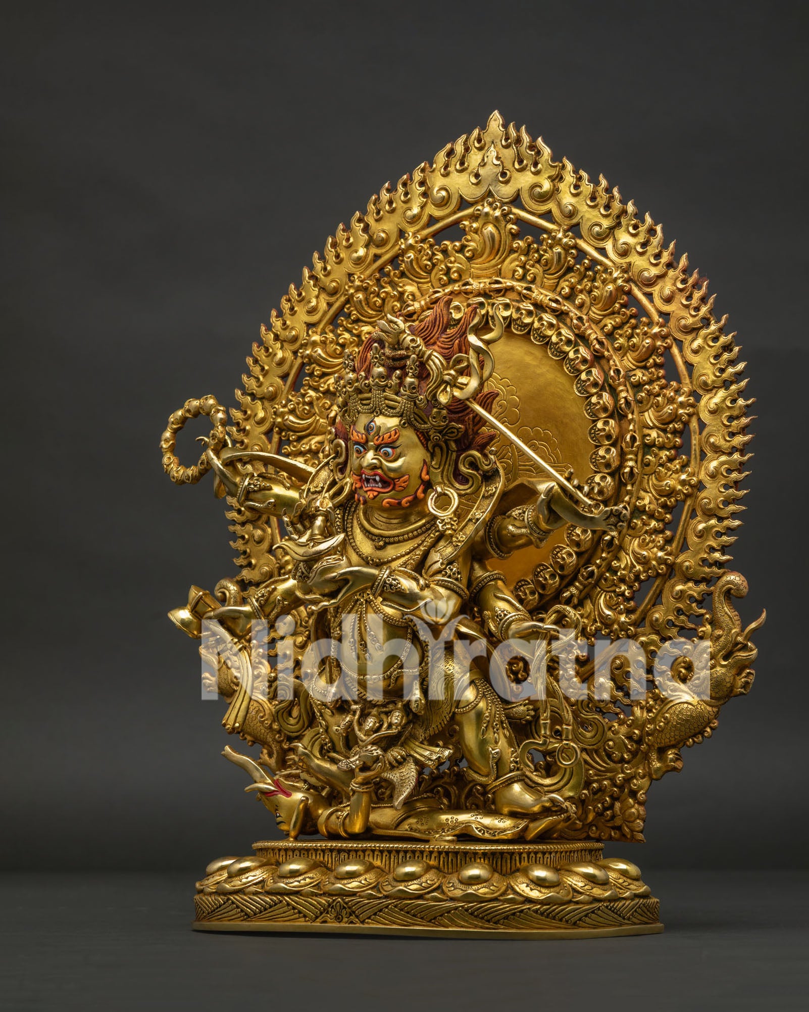 Six Armed Mahakala left side view Nepalese Buddhist sculpture