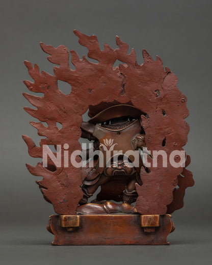 Six Armed Mahakala statue handcrafted by Newari artisans in Patan Nepal oxidized copper.