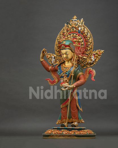 Standing Guru Rinpoche Padmasambhava statue, left side profile view
